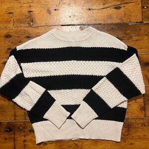 Black and White Striped Women's Sweater
